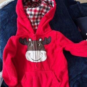 Red Moose Hoodie fleece romper for Kids